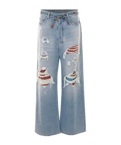 Amiri Surfrider Flannel Repair Jeans In Blue