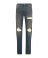 Amiri Distressed Ribbed-panel Jeans In Blue