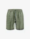 Amiri Staggered Logo Houndstooth Bermuda Shorts In Green