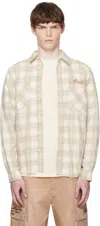 Amiri Light Camel Cotton Bleach Patch Flannel Bandana Shirt In Brown