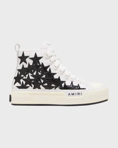 Amiri Bicolor Stars High-top Court Sneakers In Black/white