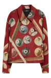 Amiri Mens Deep Red Tapestry Graphic-print Relaxed-fit Woven-blend Jacket In Deep Red