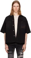 Amiri Black '' 3d Short Sleeve Snap Denim Shirt In Black