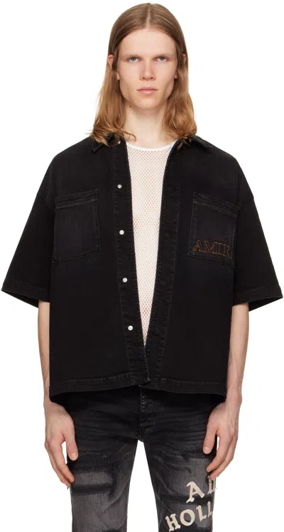 Amiri Black '' 3d Short Sleeve Snap Denim Shirt