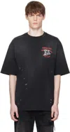 Amiri Short-sleeve T-shirt With Vintage Graphic And Distressed Finish In Black