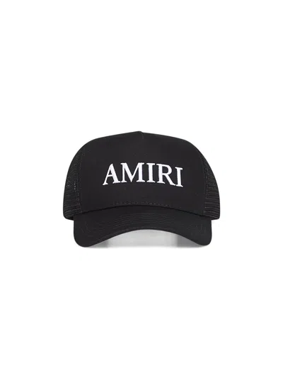Amiri Black  Core Logo Trucker Hat<br/>