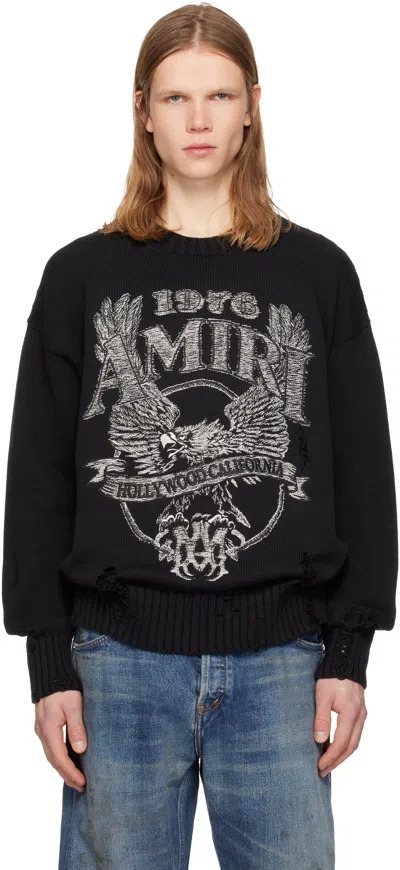 Amiri Graphic-print Distressed Sweater In Black