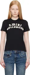 Amiri Hollywood Crew Neck Text Print Top In Black