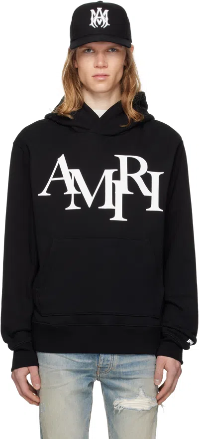 AMIRI BLACK 'AMIRI' STAGGERED HOODIE