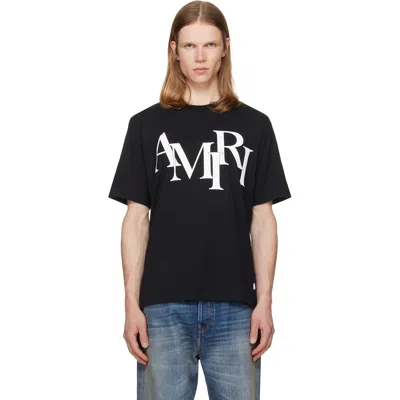 Amiri Mens Staggered Logo T-shirt In Black