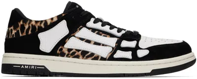 AMIRI BLACK & BEIGE LEOPARD SKEL TOP LOW SNEAKERS