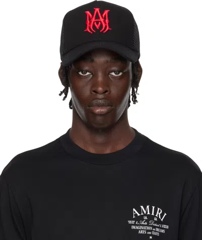 Amiri Black & Red Ma Logo Trucker Cap In Black Red