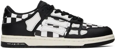 Amiri Black & White Checkered Skel Top Low Sneakers In Black White