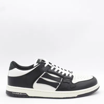 AMIRI AMIRI BLACK AND WHITE LEATHER SKEL LOW TOP SNEAKERS