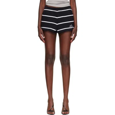 Amiri Black & White Script Stripe Sweat Shorts