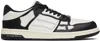 Amiri Skel Top Low White And Black Sneakers With Skeleton Patch In Leather Man In White