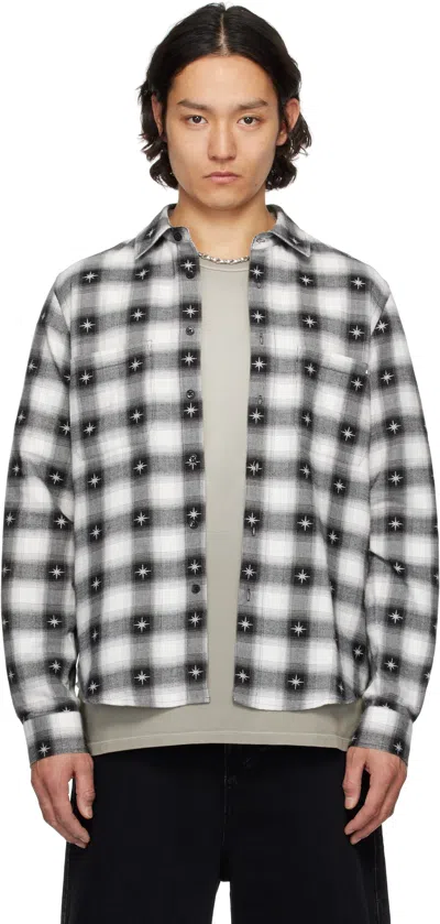 AMIRI BLACK & WHITE STARBURST FLANNEL SHIRT