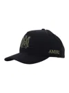 Amiri Men Black Baseball Cap With Logo On Front And Side In Cotton Man In Black