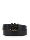 Amiri Black Belt With Logo Plaque On The Front In Leather Man In Black