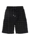 Amiri Black Bermuda Shorts With All-over Ma Quads Motif And Embroidered Logo On The Front In Cotton Blend 
