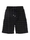 Amiri Black Bermuda Shorts With All-over Ma Quads Motif And Embroidered Logo On The Front In Cotton Blend  In Black