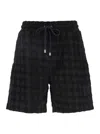 Amiri Black Bermuda Shorts With All-over Ma Quads Motif And Embroidered Logo On The Front In Cotton Blend  In Black