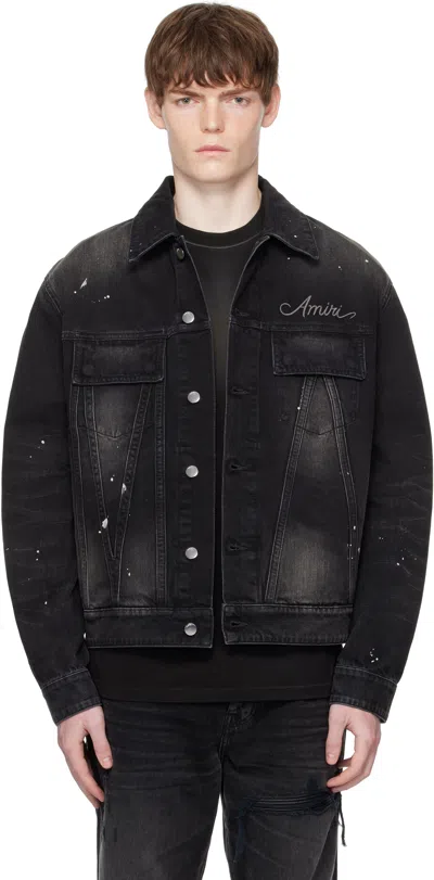 Amiri Black Bleach Bandana Denim Jacket