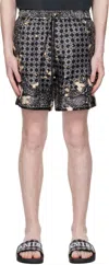 Amiri Silk Bermudas With Pattern And Adjustable Waistband In Black