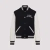 Amiri Tailored Black Wool Blend Varsity Jacket With Embroidered Details In Gray