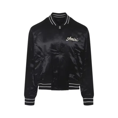 Amiri Black Bomber Jacket With Ribbed Details