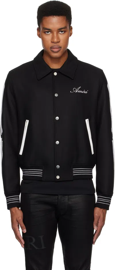 Amiri Black Bones Bomber Jacket In Black White