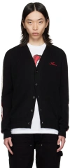 Amiri Black Cardigan With Bones Motif And Logo In Cotton Man In Black