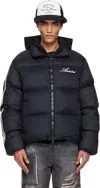 Amiri Bones Patch High Collar Puffer Jacket In Blue
