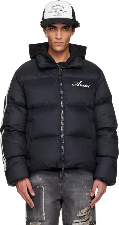 Amiri Black Bones Down Jacket In Blue