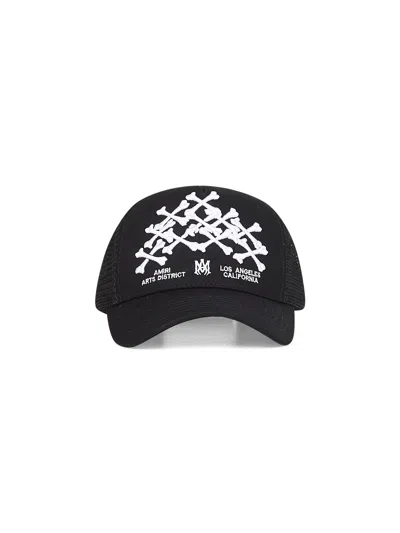 Amiri Black Bones Stacked Trucker Hat