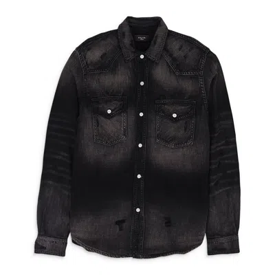 Amiri Black Camo Applique Denim Button-down Shirt