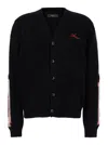 Amiri Black Cardigan With Bones Motif And Logo In Cotton Man