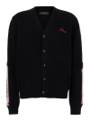 Amiri Black Cardigan With Bones Motif And Logo In Black