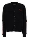 Amiri Black Cardigan With Bones Motif And Logo In Black