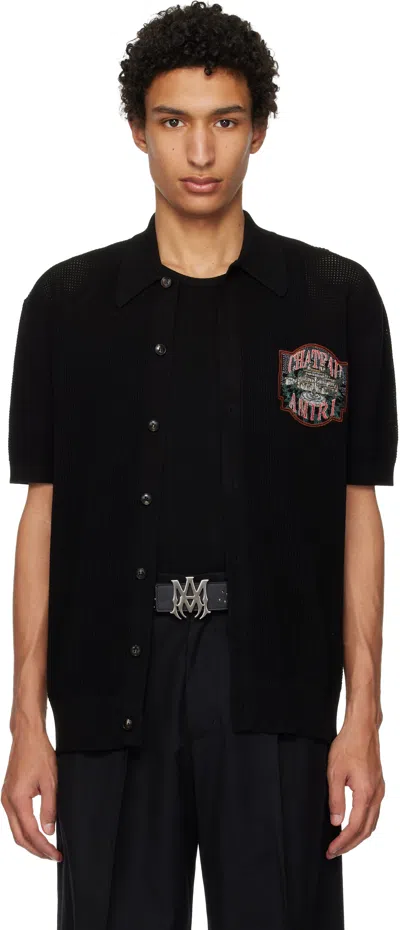 Amiri Crochet Oversized Shirt In Black