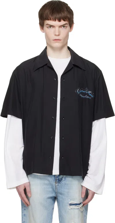 Amiri Black 'chateau' Script Camp Shirt