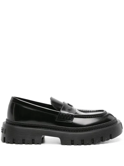 Amiri Black Chunky Lug Sole Leather Loafers