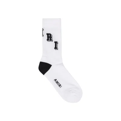 Pre-owned Amiri Black Collegiate Tube Socks 'white' | Multi-color | Men's Size 43 In Multicolor