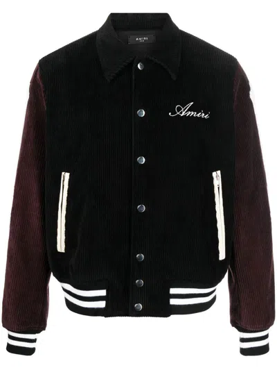 Amiri Black Corduroy Varsity Jacket For Men