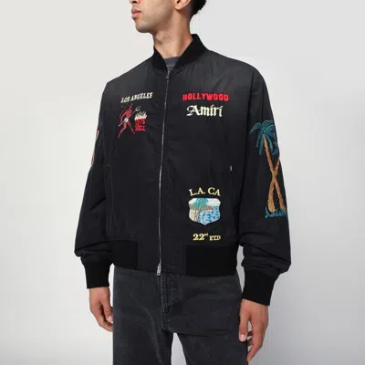 AMIRI AMIRI BLACK COTTON AND NYLON BOMBER JACKET