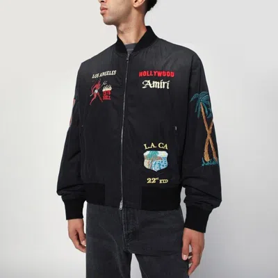 Amiri Black Cotton And Nylon Bomber Jacket