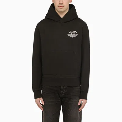 Amiri Black Cotton Hooded Sweatshirt With Contrasting Branding And Pouch Pocket
