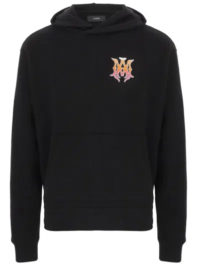 Amiri Black Cotton Hoodie With Bold Logo Details