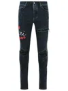 Amiri Casual Trousers With Five Pockets And Embroidery In Blue