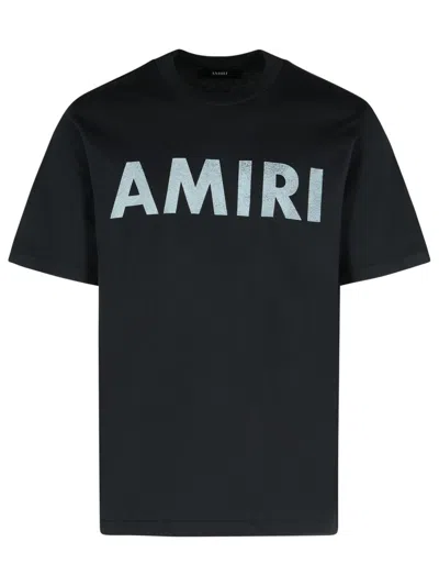 Amiri Black Cotton T-shirt With Bold Logo Statement